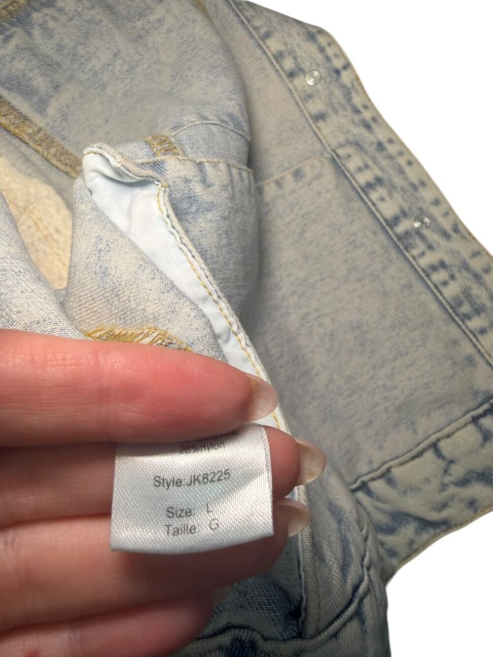 Elan Denim Knit Sleeve Hooded Jacket Mixed Media Large - Picture 8 of 10